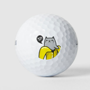 Cat in banana golf balls