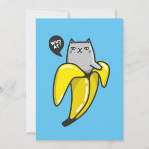 Cat in banana invitation