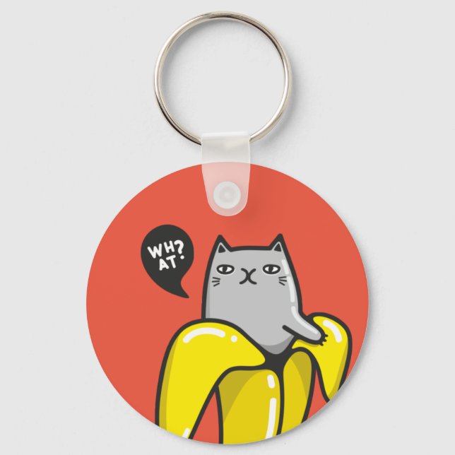 Cat in banana key ring (Front)