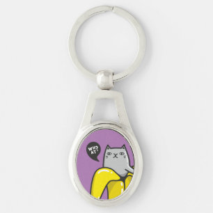 Cat in banana key ring