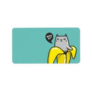 Cat in banana label