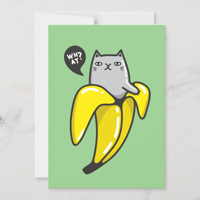 Cat in banana magnetic invitation (Front)