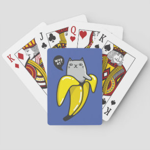 Cat in banana playing cards