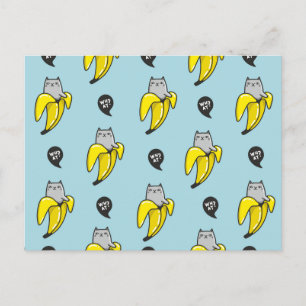 Cat in banana postcard