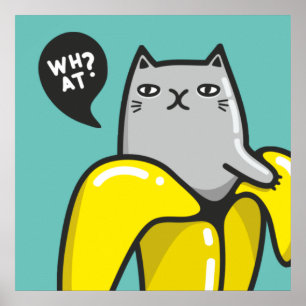 Cat in banana poster