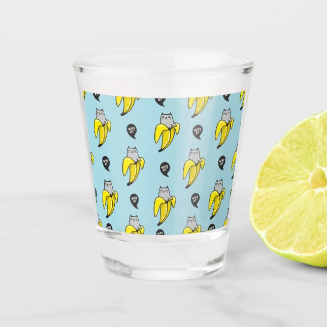 Cat in banana shot glass (Front)