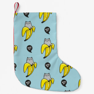 Cat in banana small christmas stocking