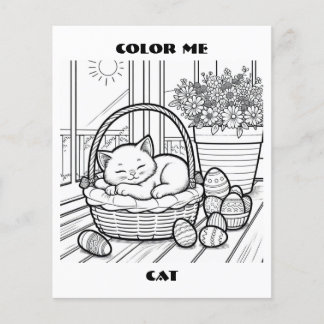 Cat In Basket Colour Me Colouring Pages Custom