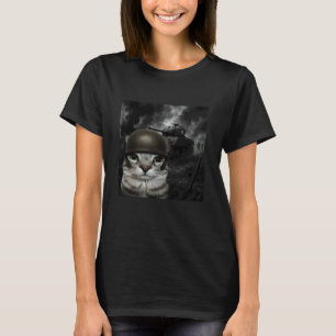 Cat in Battlefield Gen Z Gen Alpha Silly Cat Meme T-Shirt