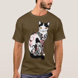 Cat In Battling Dragon Love Mates Tattoo  T-Shirt