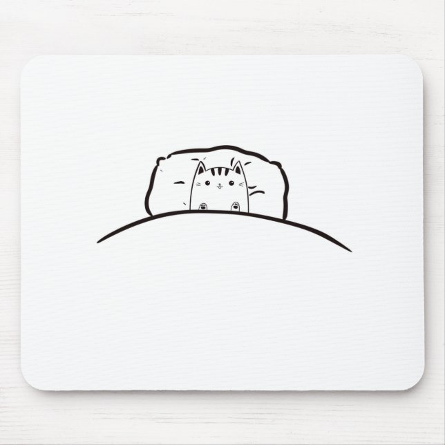 Cat in bed mouse mat, cute cat in bed mat (Front)