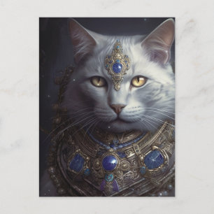 Cat in Blue and Gold Armour Postcard