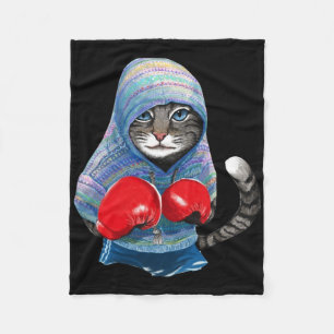 Cat In Boxing Suit Fleece Blanket