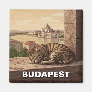Cat in Budapest Hungary Parliament Building Travel Magnet