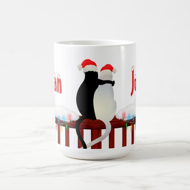 Cat In Caps Personalised Christmas Coffee Mug (Center)
