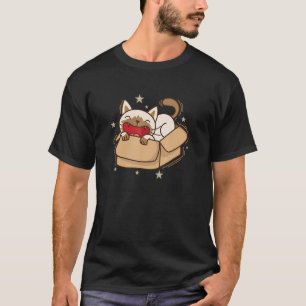 Cat in Cardboard Box Siamese Cat Pet T-Shirt