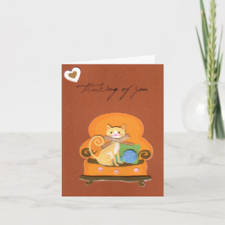 Cat in Chair Thinking of You Card