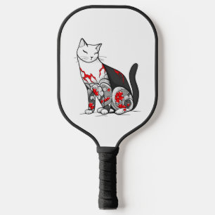 Cat In Cherry Blossom Tattoo Pickleball Paddle