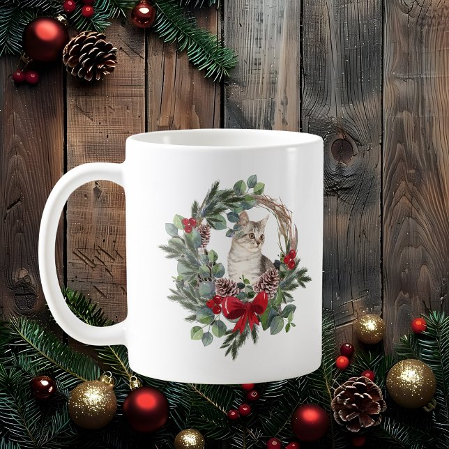Cat in Christmas Wreath Coffee Mug (Cat in Christmas Wreath Coffee Mug
)