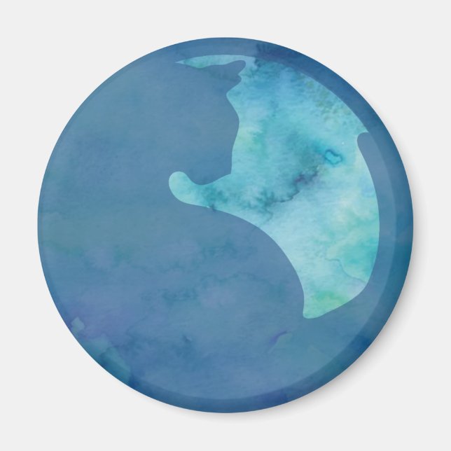 Cat in Circle - Blue Magnet (Front)