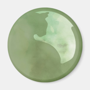 Cat in Circle - Green Magnet