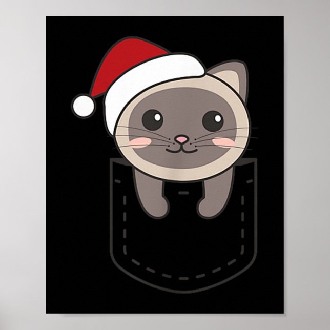 Cat In Cket Christmas In Breast Cket Cute Cat Men  Poster (Front)