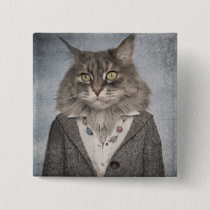 Cat In Clothes 15 Cm Square Badge