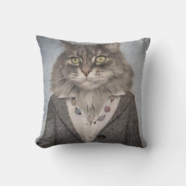 Cat In Clothes Cushion (Front)