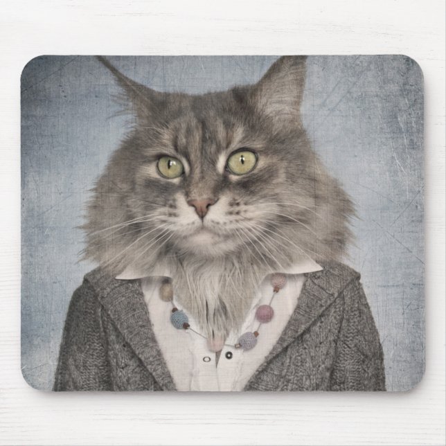 Cat In Clothes Mouse Mat (Front)
