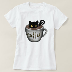 Cat In Coffee Mug Graphic Tees t shirts