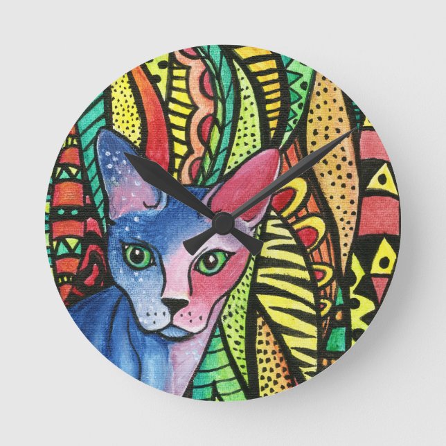 Cat in Colour Wall Clock (Front)