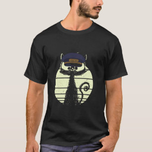 Cat in conductor train driver uniform cats train d T-Shirt