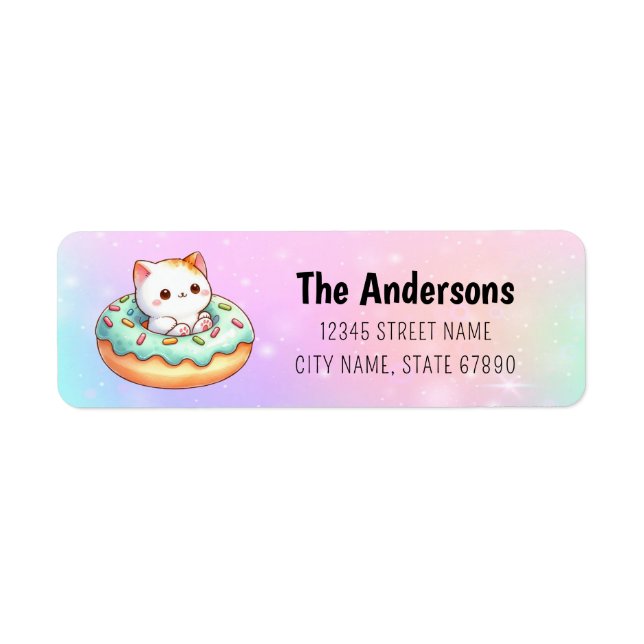 Cat in Doughnut Return Address Labels (Front)
