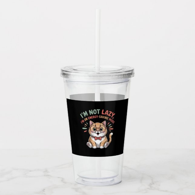 Cat in Energy Saving Mode Acrylic Tumbler (Front)