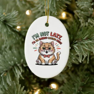 Cat in Energy Saving Mode Ceramic Tree Decoration