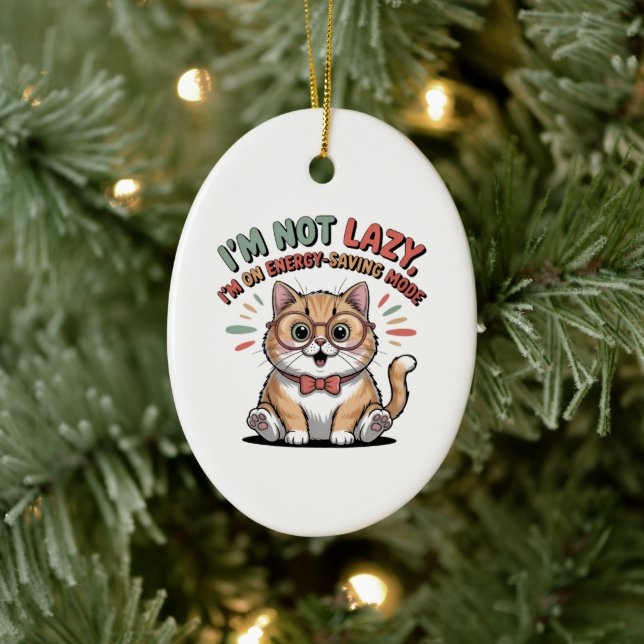 Cat in Energy Saving Mode Ceramic Tree Decoration (Tree)