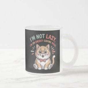 Cat in Energy Saving Mode Frosted Glass Coffee Mug