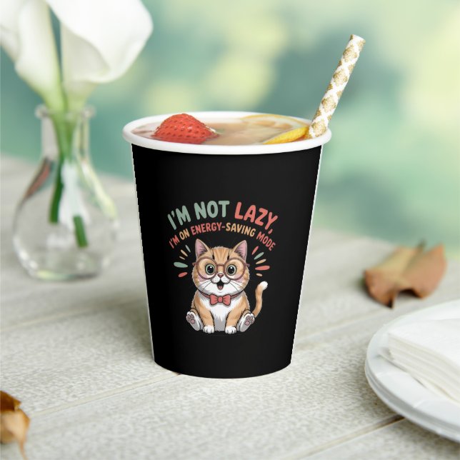Cat in Energy Saving Mode Paper Cups (Insitu)
