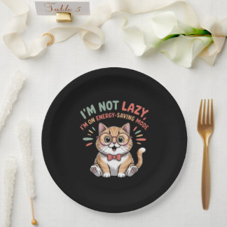 Cat in Energy Saving Mode Paper Plate