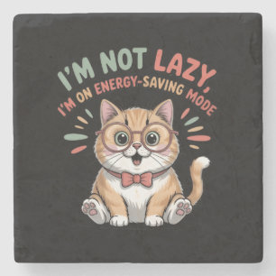 Cat in Energy Saving Mode Stone Coaster