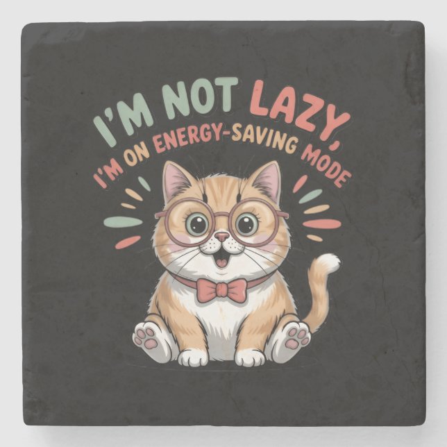 Cat in Energy Saving Mode Stone Coaster (Front)
