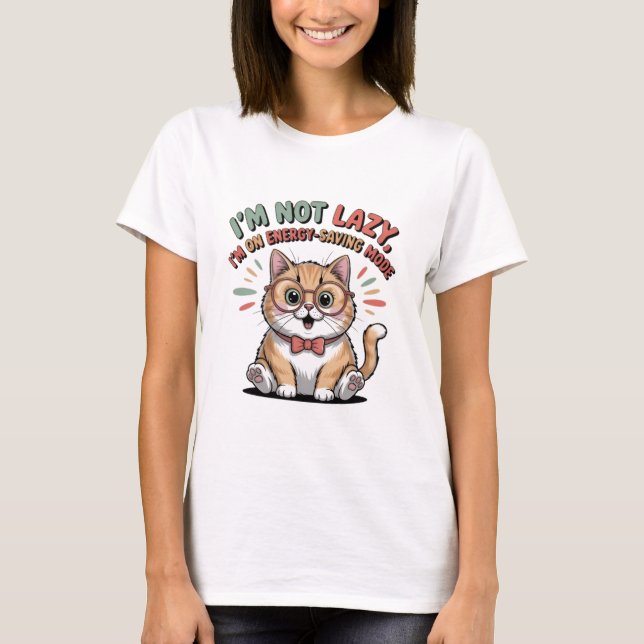 Cat in Energy Saving Mode T-Shirt (Front)