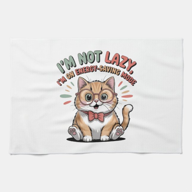 Cat in Energy Saving Mode Tea Towel (Horizontal)