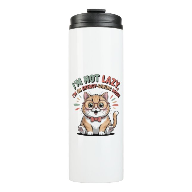 Cat in Energy Saving Mode Thermal Tumbler (Front)