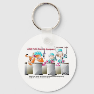 Cat In Fish Factory Funny Gifts & Collectibles Key Ring