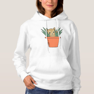 Cat In Flower Pot Funny Kitten In Plants Hoodie