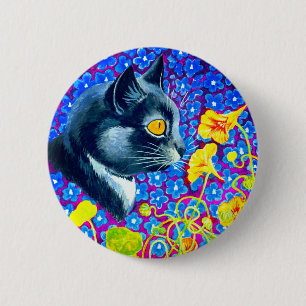 Cat in Flowers 6 Cm Round Badge