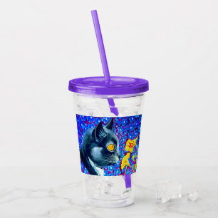 Cat in Flowers Acrylic Tumbler