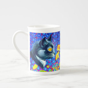 Cat in Flowers Bone China Mug