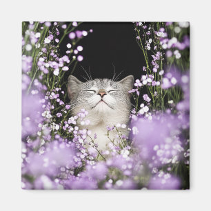 Cat in Flowers Magnet
